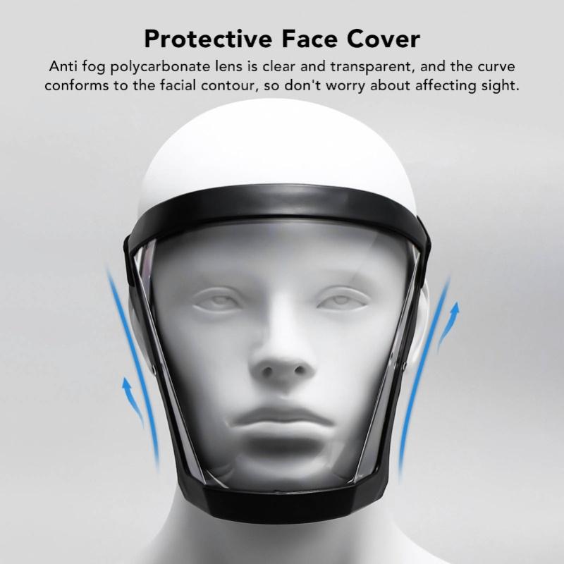 2pcs Protective Face Cover Dustproof Safety Elastic Belt Reusable Face Shield With Filter Cotton Pads Transparent Adult Blue