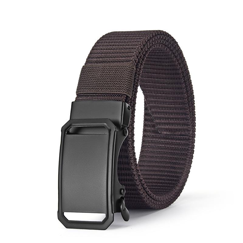 Men's Tactical Canvas & Nylon Woven Belt with Leather Trim - Elastic and High-End Accessory