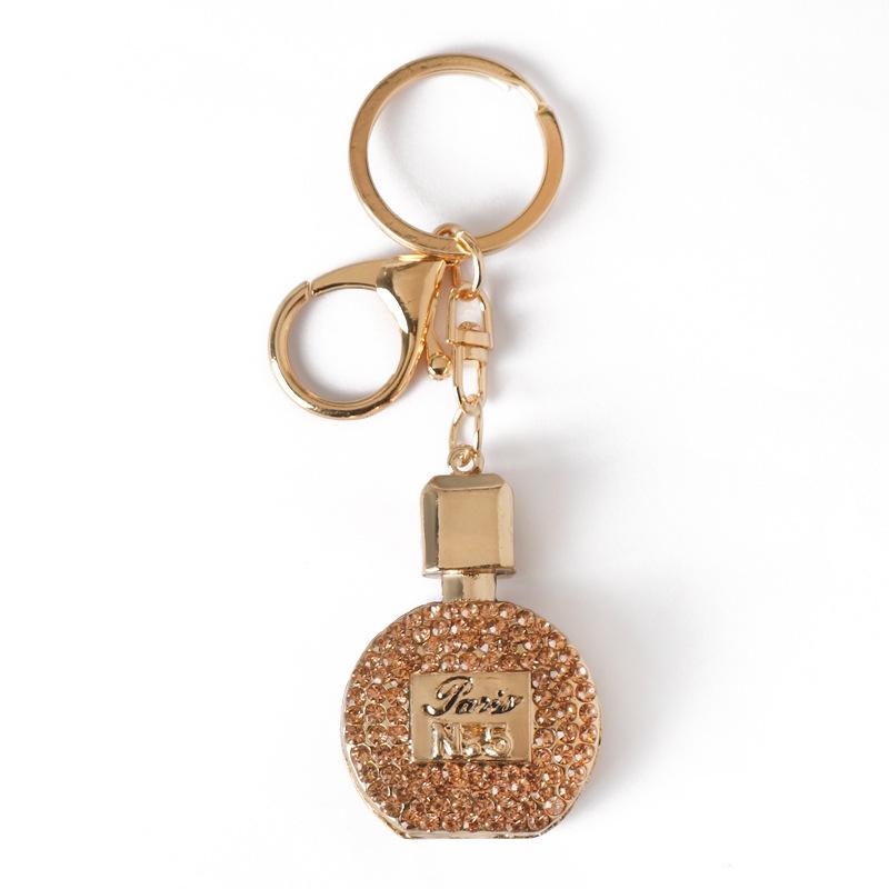Exquisite Rhinestone-Inlaid Perfume Bottle Pendant Necklace & Car Keychain