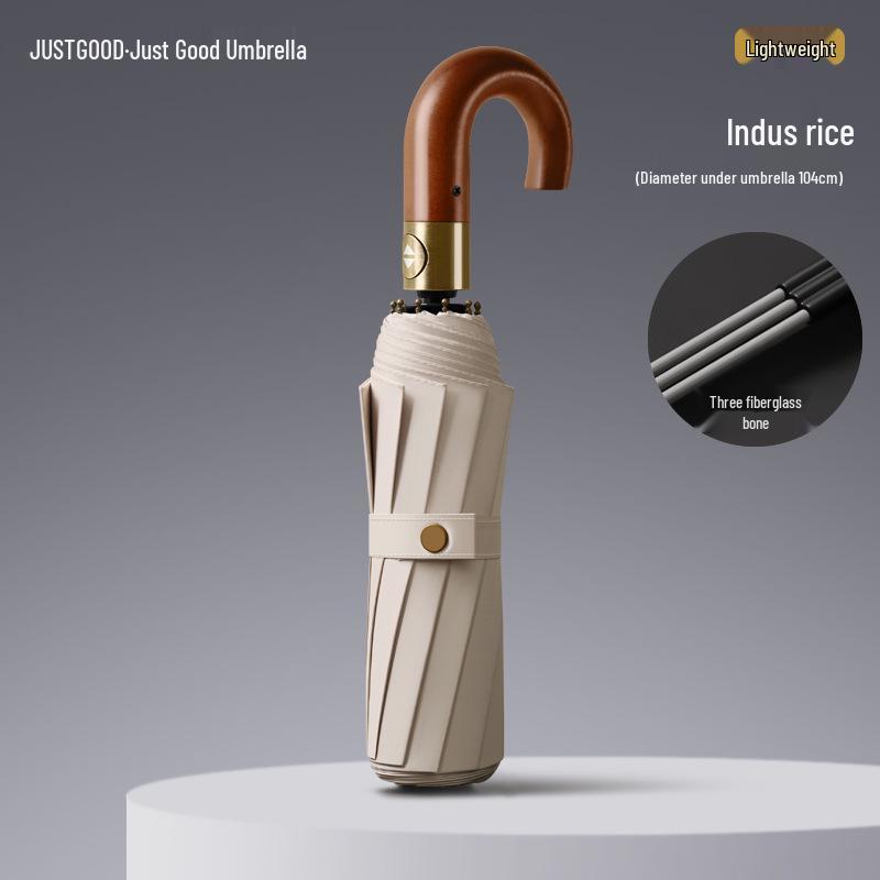 

Men s Large Wooden Handle Foldable Windproof Umbrella - Sun & Rain Protection 105cm