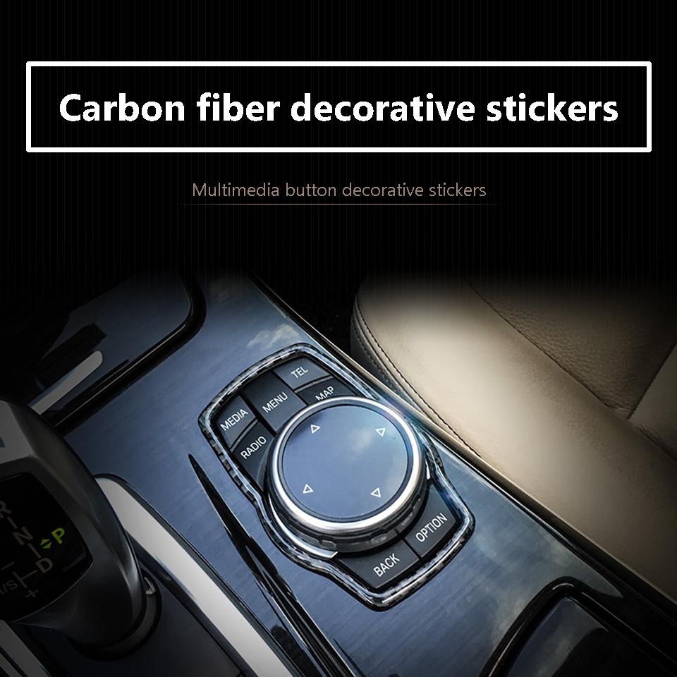 1SET 3D Gloss Carbon Faser Aufkleber Für BMW F30 F35 3 Serie 320i 328i GT Multimedia Tasten Rahmen
