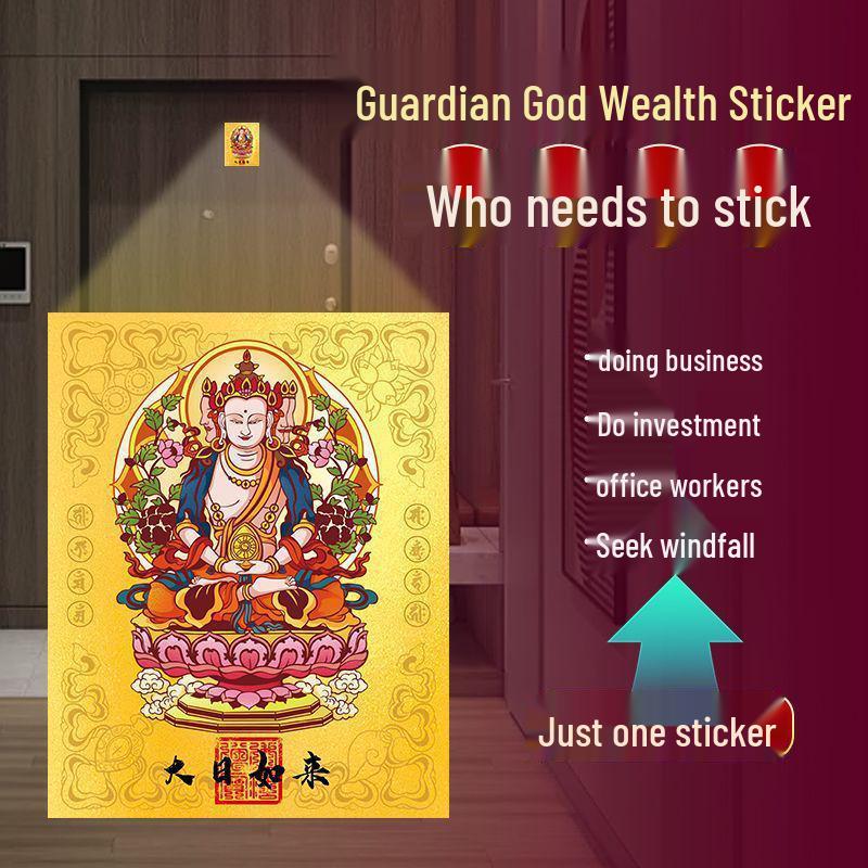 Zodiac Mahjong Protection Phone Sticker - Alloy Buddha Design