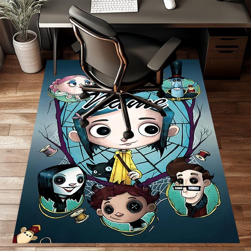 Custom Coraline Mat Personalized Name, Polyester Washable Indoor Entryway Rug, Gift for Christmas, Easter, Thanksgiving Day