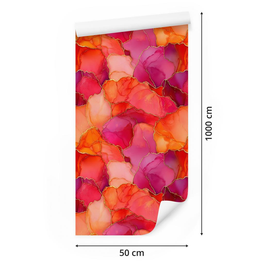 Ink Red, Peach and Pink Wallpaper for Living Room and Bedroom 50x1000