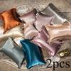 [2pcs Mulberry Silk Pillowcases] 2pcs Mulberry Silk Pillowcases, Luxurious 25 Momme Satin Weave, Hypoallergenic Solid Color with Envelope Closure