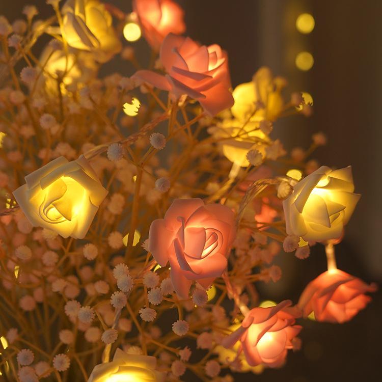 LED Rose String Lights - Romantic Valentine's Day Bedroom Decor
