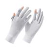 Ice silk gloves Thin women's summer outdoor riding driving touch screen full finger sunscreen shading light breathable gloves