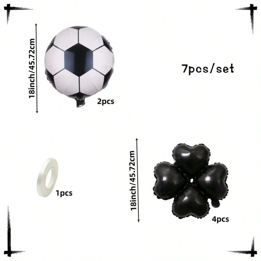 

Football Balloon Column Set, 18inch Footballs with Black Four-Leaf Clover Foil Balloons, for 2026 Football Party Decor Other