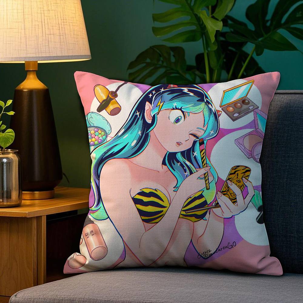 Anime Game U-Urusei Yatsura Pillow Case Plush Fabric Soft Double Sided Print Sofa Cushion Cover Throw Pillow Covers