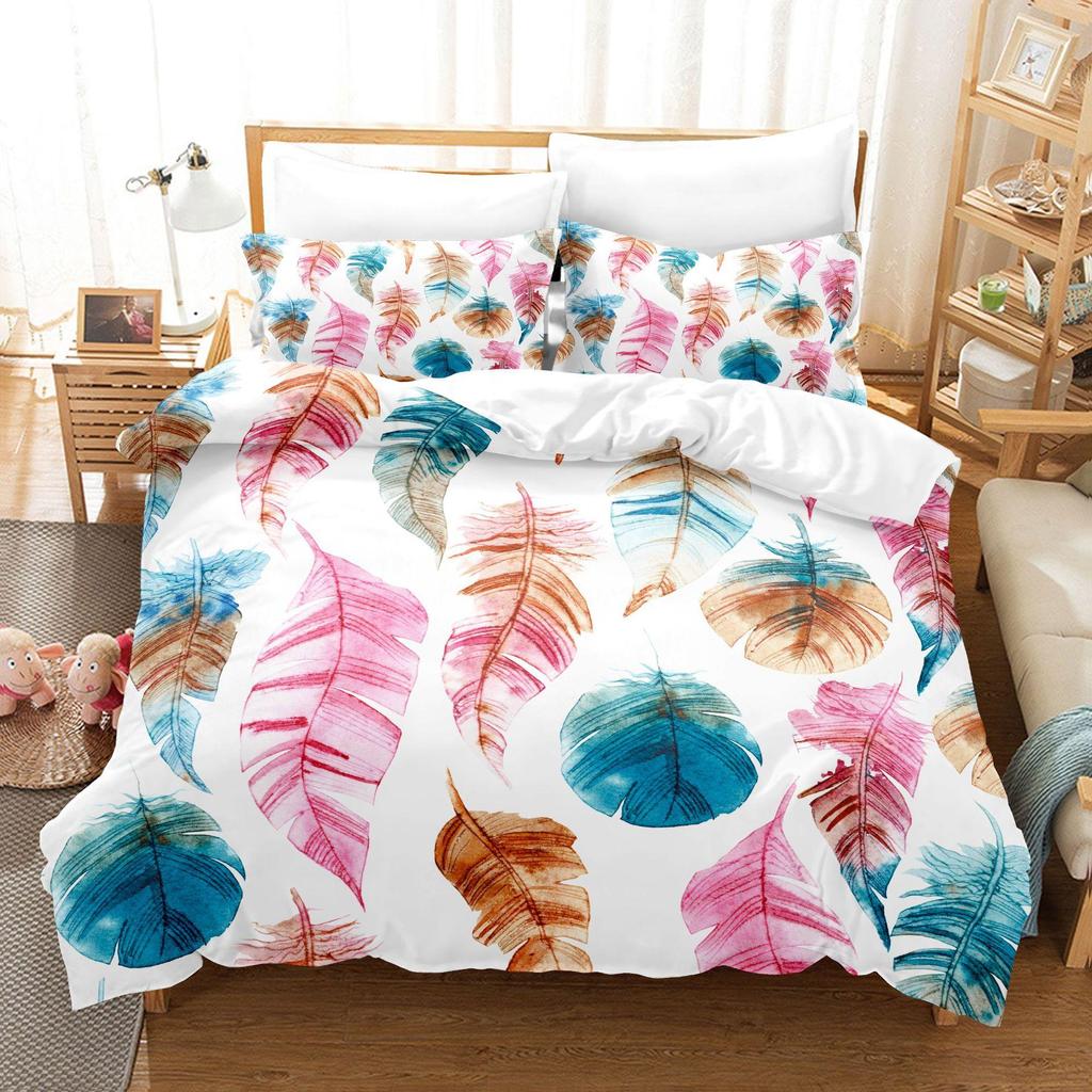 3D Dream Catcher Home Bedding Set Colorful Feather Pattern Quilt Cover and Pillow Cover Bedding Set AU/EU/US Full Size Bedding Set