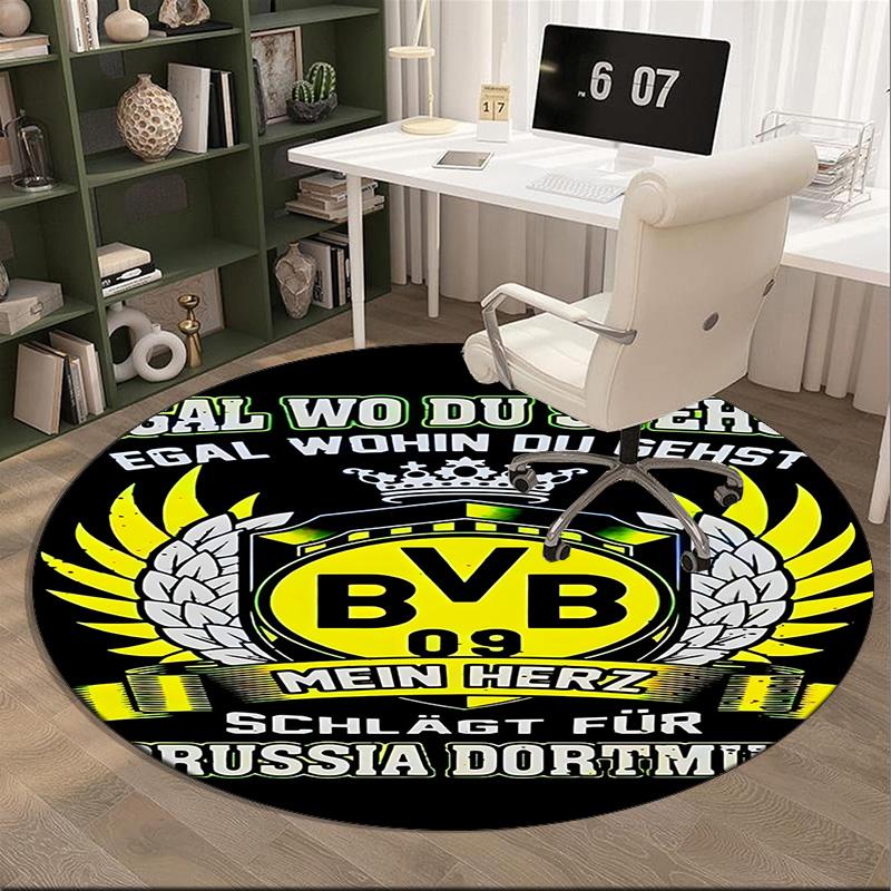 1 buc. covor rotund Design Minge de Fotbal Bvb Covor Rotund pentru Zonă Imprimat, Covor pentru Casă Birou, Covor Rotund pentru Scaun, Covor Decorativ Cadouri pentru Fani Cadou de Crăciun