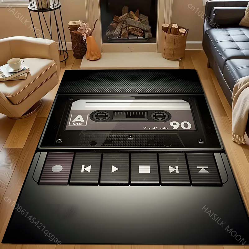 1PC Cassette player Print Carpet for Bedroom Living Room Bedside Sofa Floor Mat Modern Home Decor Area Rug Machine Wash