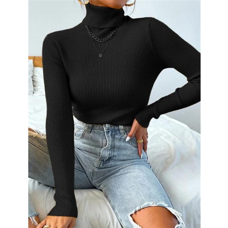 2024 Women's High Neck Knitted Pullover - Europe & America Style