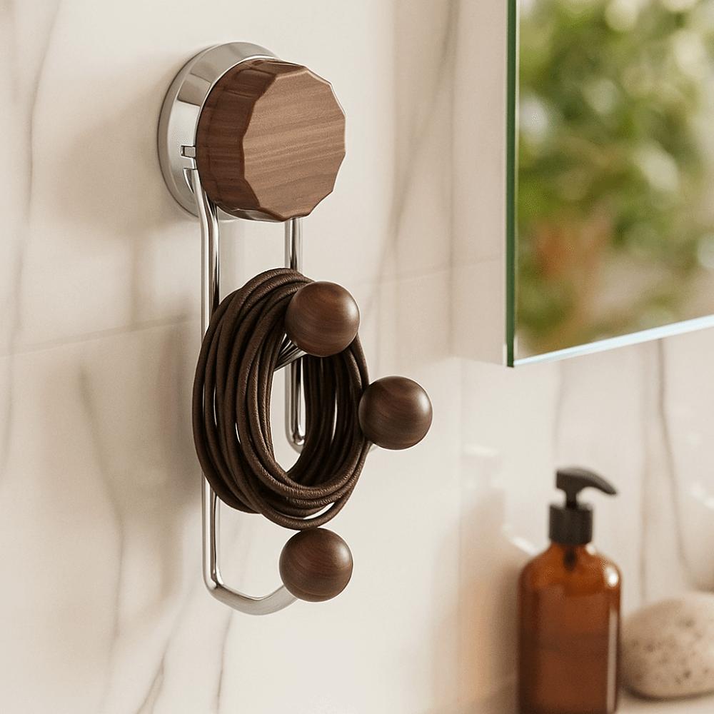 Stainless Steel Wood Grain Hook Without Punching Vertical Hook Shelf Suction Cup Hook  Bathroom