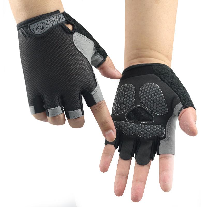 Half-finger Gloves Outdoor Cycling Sports Summer Sun Protection Yoga Driving Shock Absorption Non-slip Silicone Disc Mesh Breathable Design