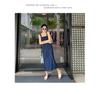 Women's Loose-Fit Denim Overall Skirt - Casual French Street Style Suspender Dress with Side Slit.