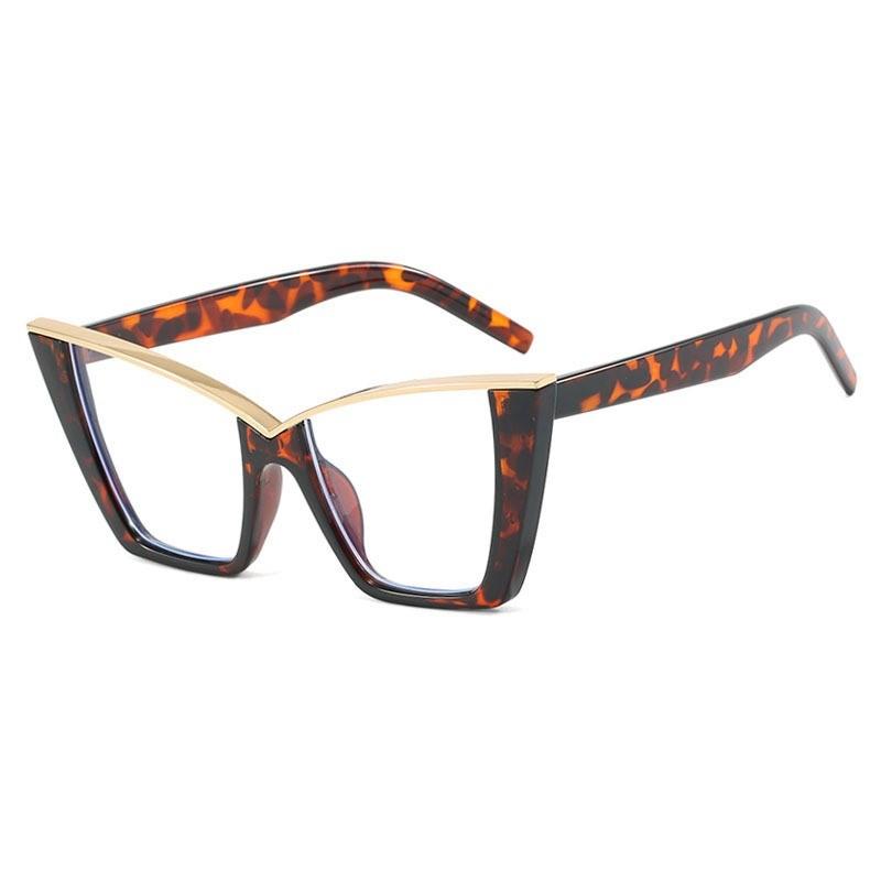 Vintage Katzenaugen Brillenrahmen für Damen Stilvoller Übergroßer Farbverlauf Brillen Designer Halblegierung Katzenauge Rahmen Sonnenbrillen