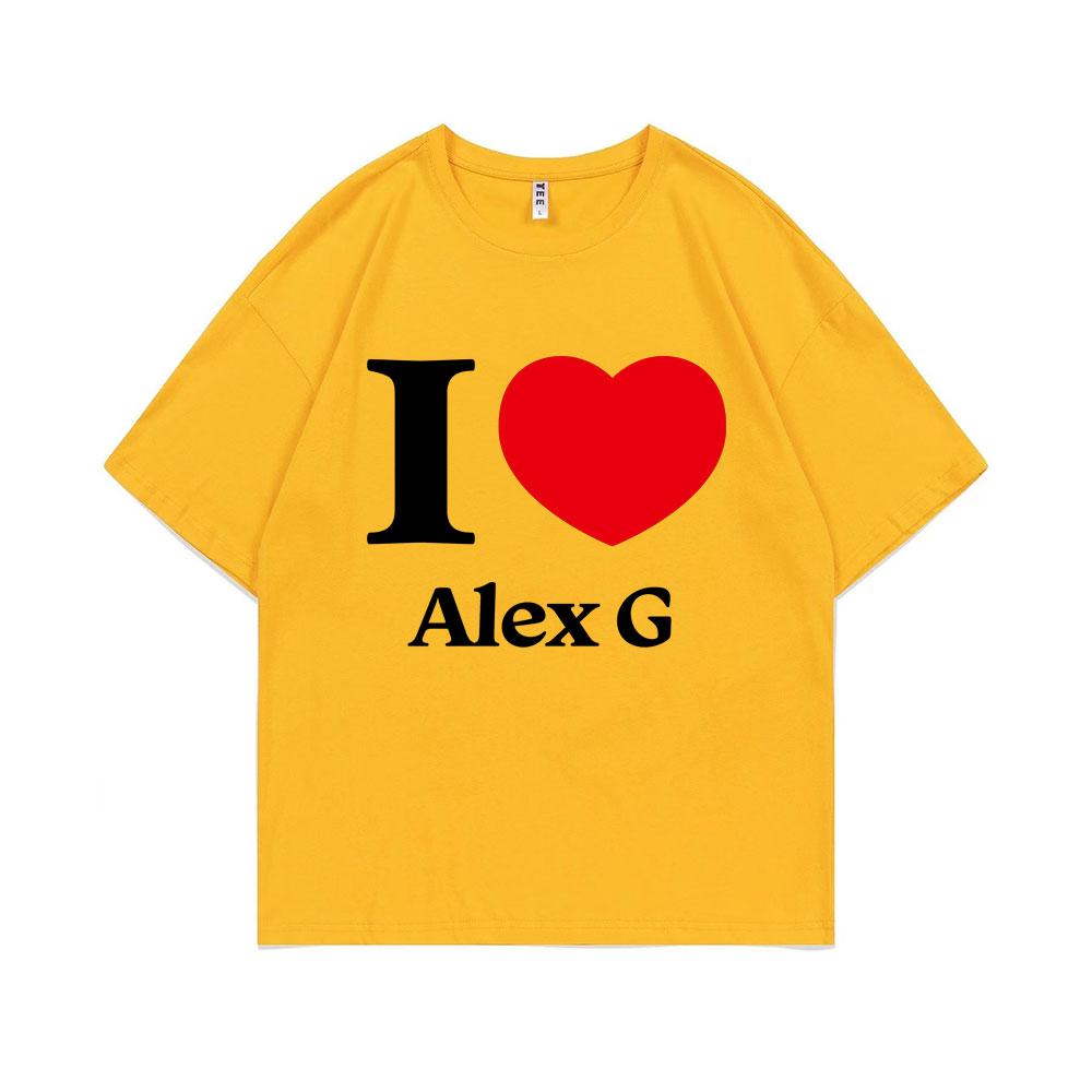 I Love Alex G Graphic Print T-shirt Men Women Fashion Casual T Shirts Male Vintage Oversized Streetwear Unisex Pure Cotton Tees
