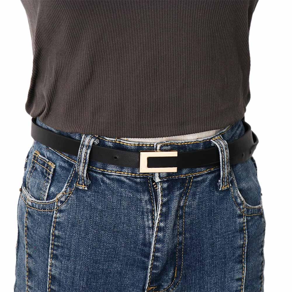 New Vintage Korean Female Trouser Dress Decoration Leather Belt Metal  Buckle Thin Waistband