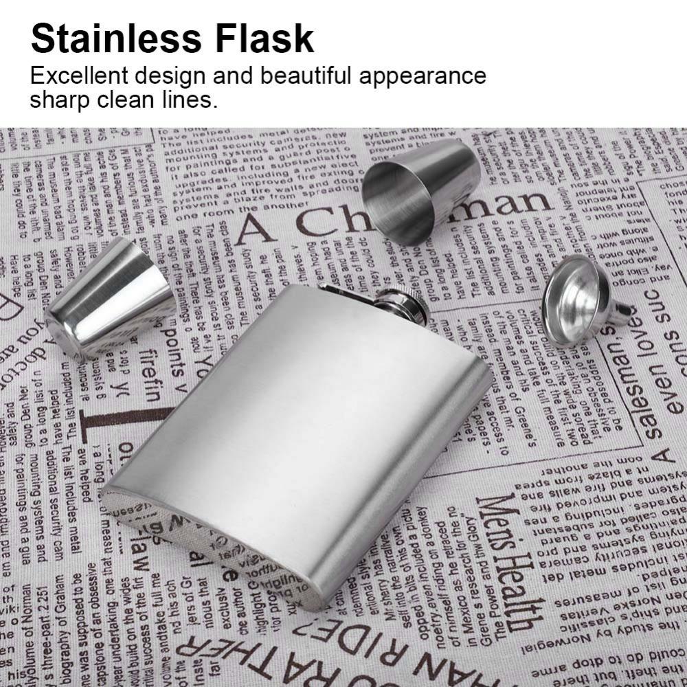 4 Piece Set 304 Stainless Steel Liquor Hip Flask Silver Pocket Flask Hip Flask Set  Men Women