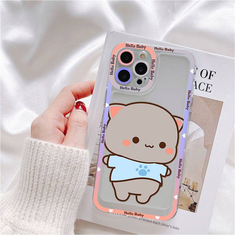 Mochi Peach Cat Phone Case for iPhone 11 12 13 Mini Pro Max 14 Pro Max Case shell