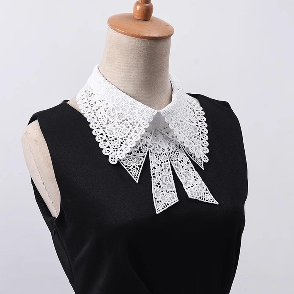 Pół koszuli Klapa Szal Odpinany Dekolt Haftowany Dekor DIY Fałszywy Kołnierzyk Koronkowy Kwiatowy Sztuczny Kołnierzyk Stylowy Damski Kołnierzyk