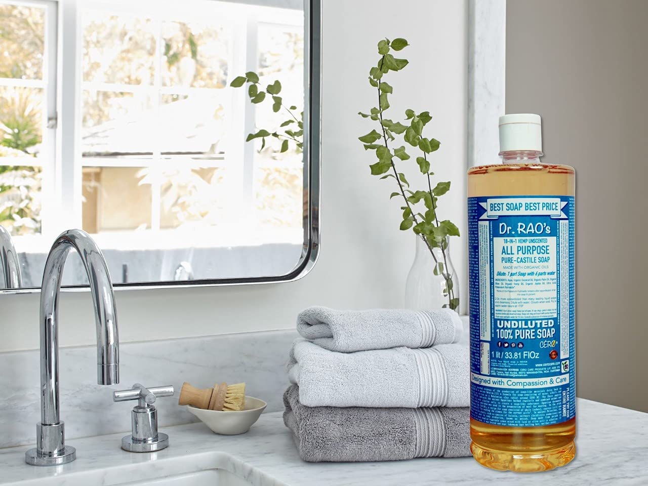 CERO Dr Rao s Unscented Castile Soap - Pure Castile Soap Liquid, Perfect For DIY Projects, Ideal For Multipurpose Soap Base Liquid Cleaner, Natural