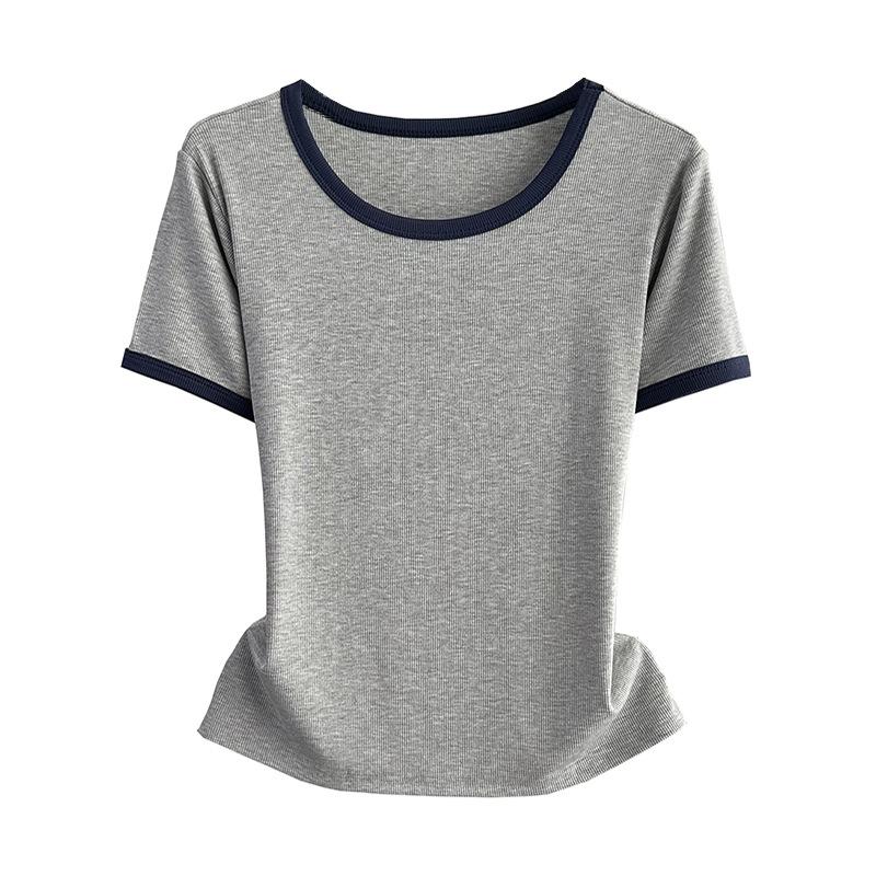 Standard Shoulder Casual Short Sleeve Tee Modal Ribbed Plus Size Loose Top Versatile Breathable Soft Material Flattering Slim Women Top