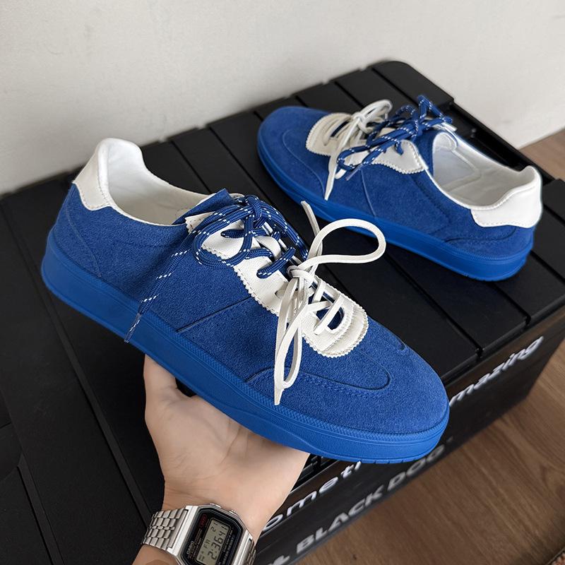 

2025 Универсальные мужские белые спортивные кроссовки с двойными шнурками - Повседневные, Модные, На плоской подошве, Скейт и Немецкий тренер 41 королевский синий