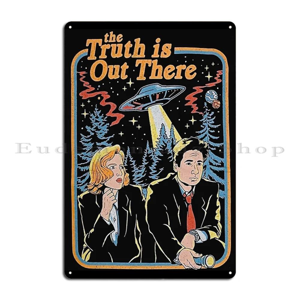 XFilesUFOVintageTinSign X Files Metal Tin Sign - "The Truth Is Out There" Retro UFO Aliens Design, Pub/Rusty Wall Decor