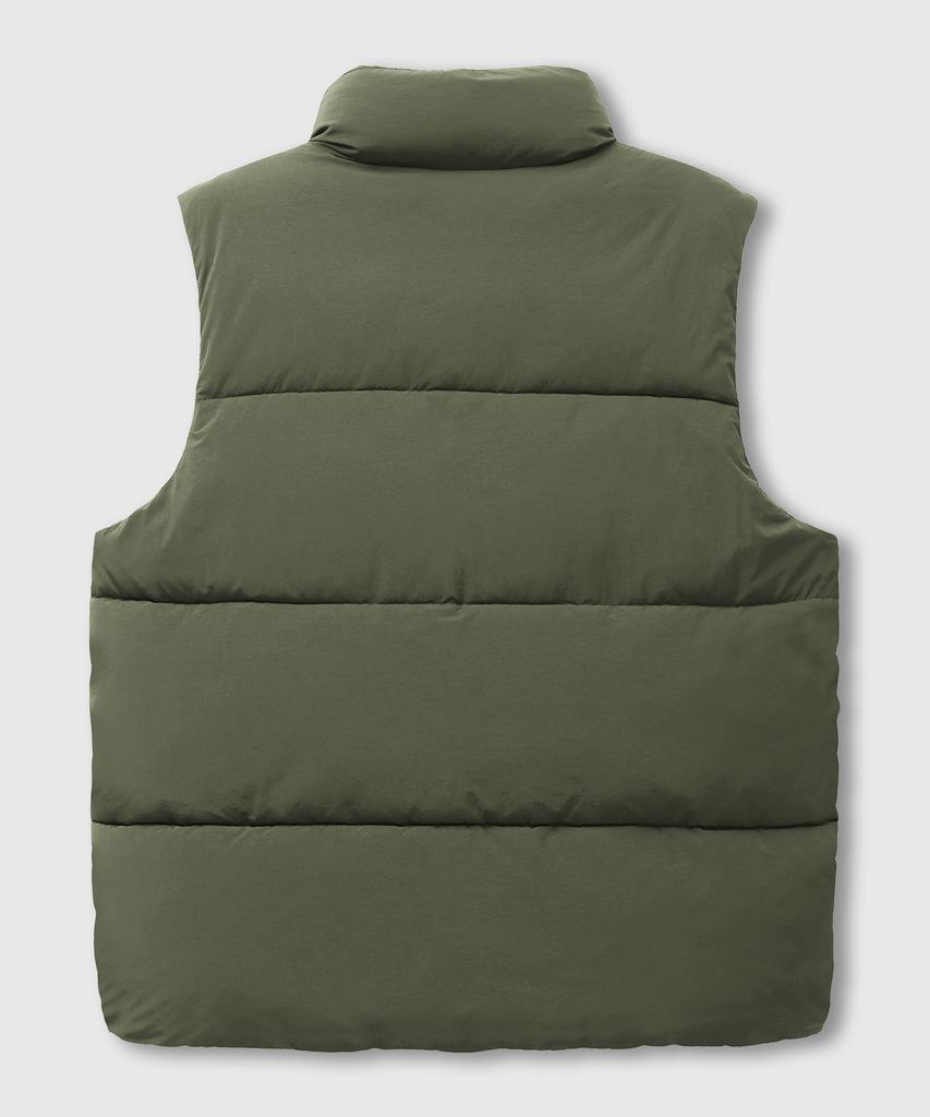 Lemain Second 2-Way Oversized Voluminous Taslan Puffer Vest [Khaki]