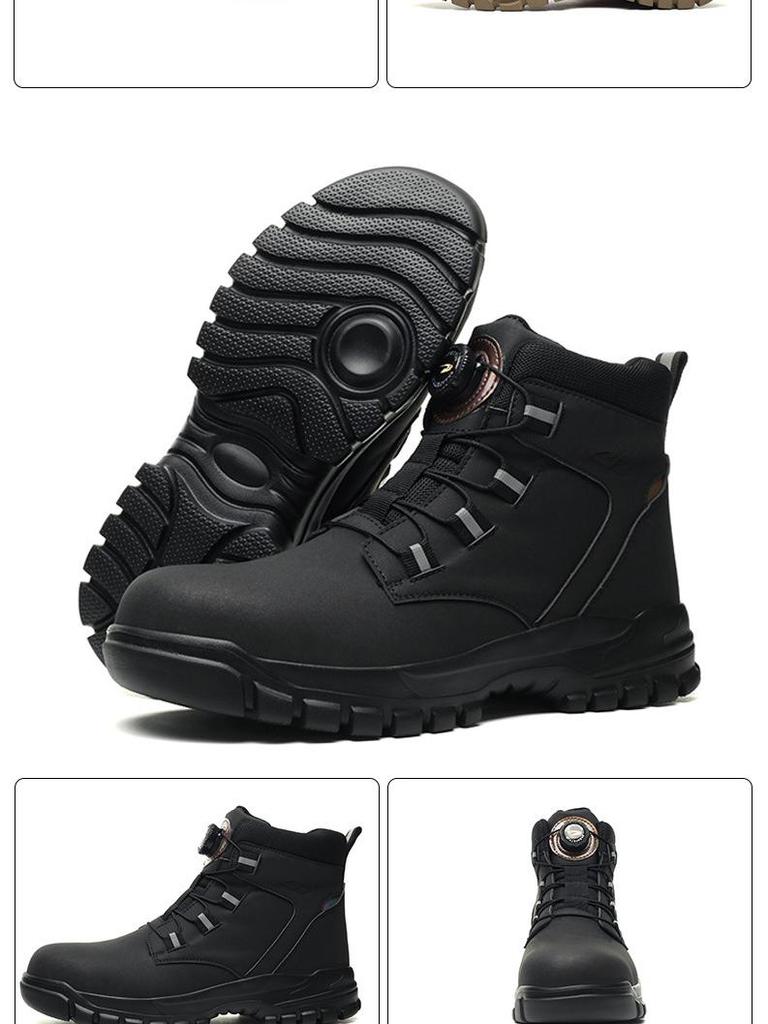 High-Top Steel Toe Safety Boots - Anti-Smash & Puncture Resistant, Durable & Comfortable Work Shoes
