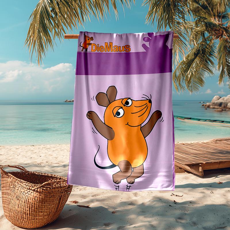 Ultra-Soft Beach Towel with Die Maus Theme,Ideal for Pool - Camping, Diving - Perfect Travel Essential, Vibrant Beach Towel.
