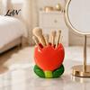 Desktop Storage for Eyebrow Pencils Tulip Makeup Brush Holder, Resin Cosmetic Organizer Vanity Desk, Cute Flower Pen Decorative Bud Container