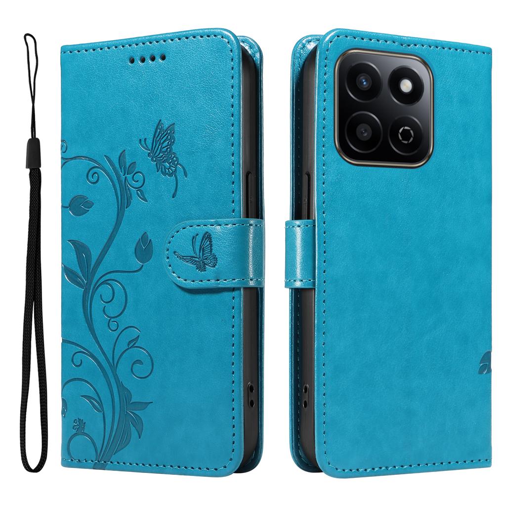 עבור Honor Play 60 Plus 5G/Play 9T/X7c 4G/200 Smart 5G כיסויי טלפון מעור PU עם דוגמת פרחים, ארנק, מעמד, כיסוי טלפון עם רצועה