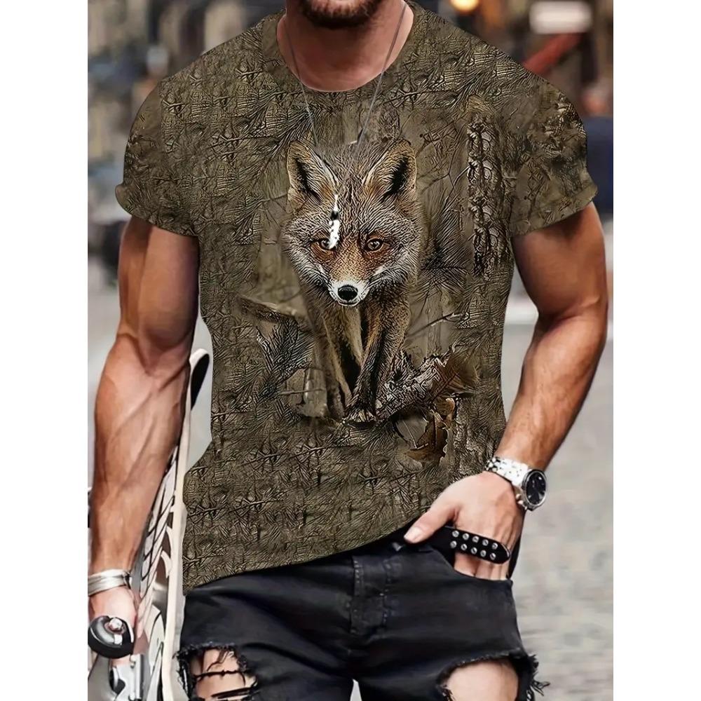Novelty Fox Graphic 3D Printed Men T-Shirts Hip Hop Personality Round Neck Tees Short Sleeve Tops Harajuku Y2k Men Kids Clothing
