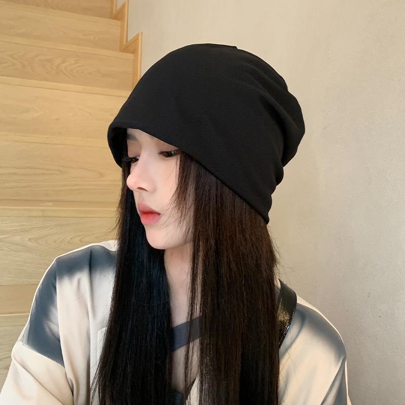 Cold Hat Women's Pile of Hats Spring and Autumn Show a Small Face Versatile Knitted Hat Bag Head Wool Hat Men's Winter