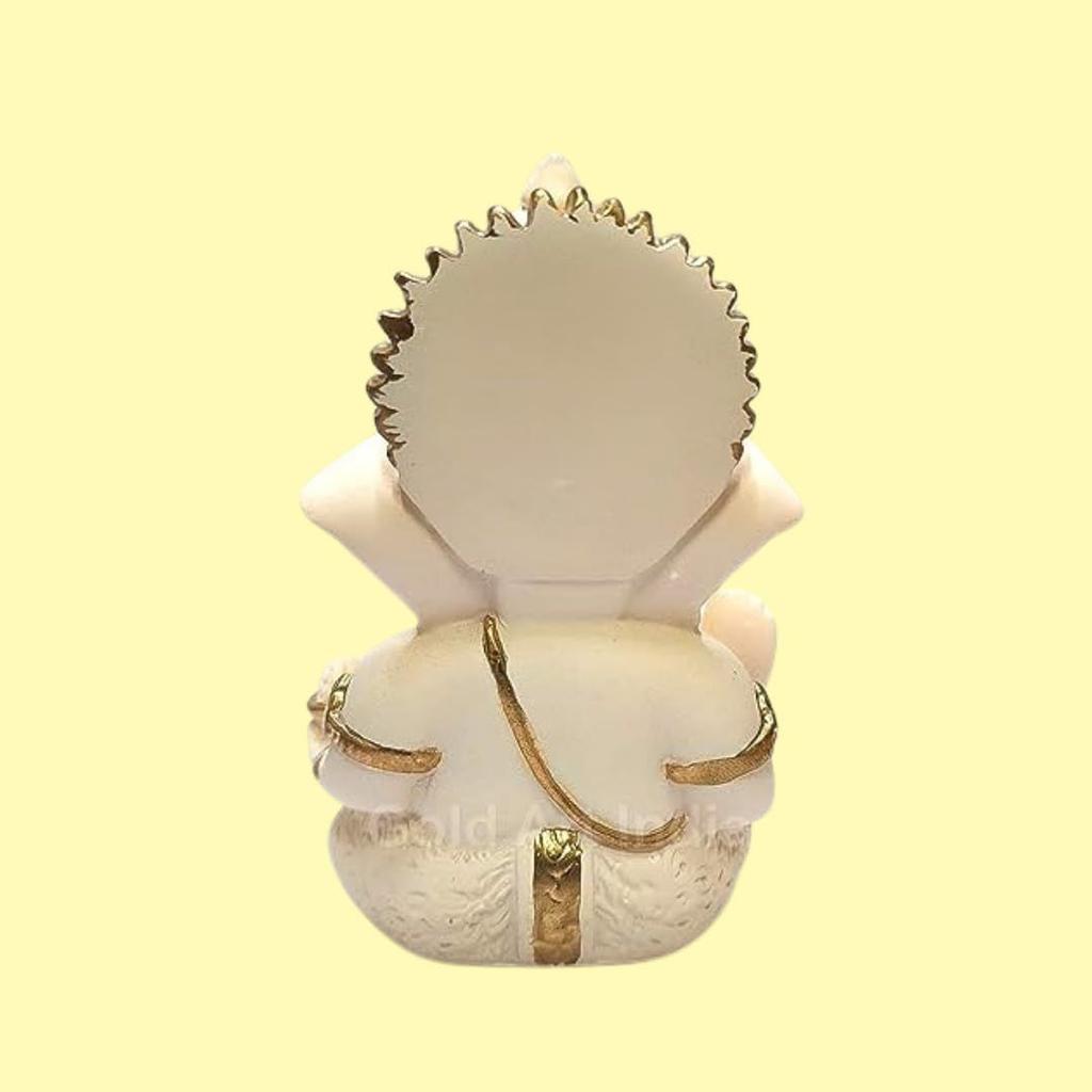 Peach Terracotta Colour Golden Paint Work Vinayaka Idol Car Dashboard Idol Ganesha Murti Ganpati Idol for Home Decor