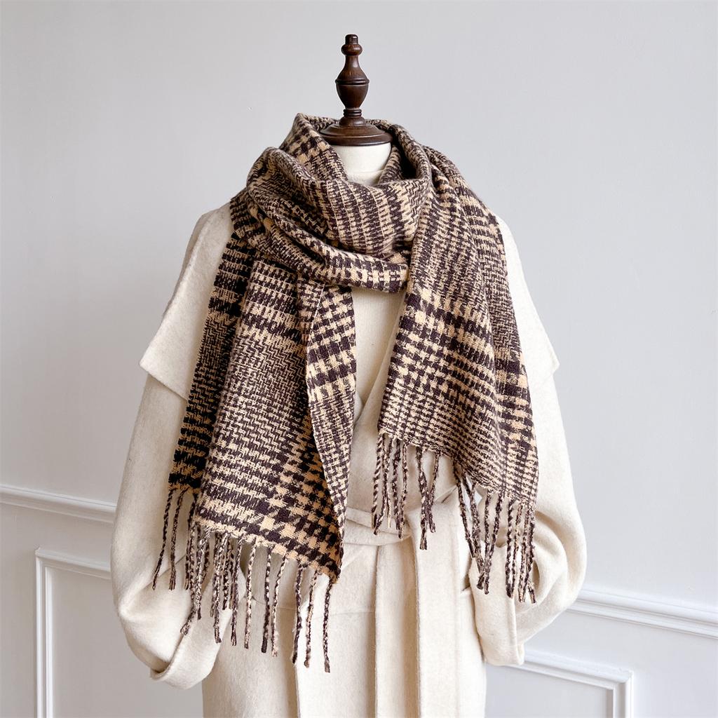 Warm Shawl Women Scarf Luxury Cashmere Winter Blanket Wraps Casual Plaid Print Pashmina Bufanda Travel Poncho Stoles Echarpe