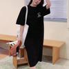 Women's Plus Size Summer T-shirt Dress: Loose Over-the-Knee Slit Skirt & Long Top Base Layer