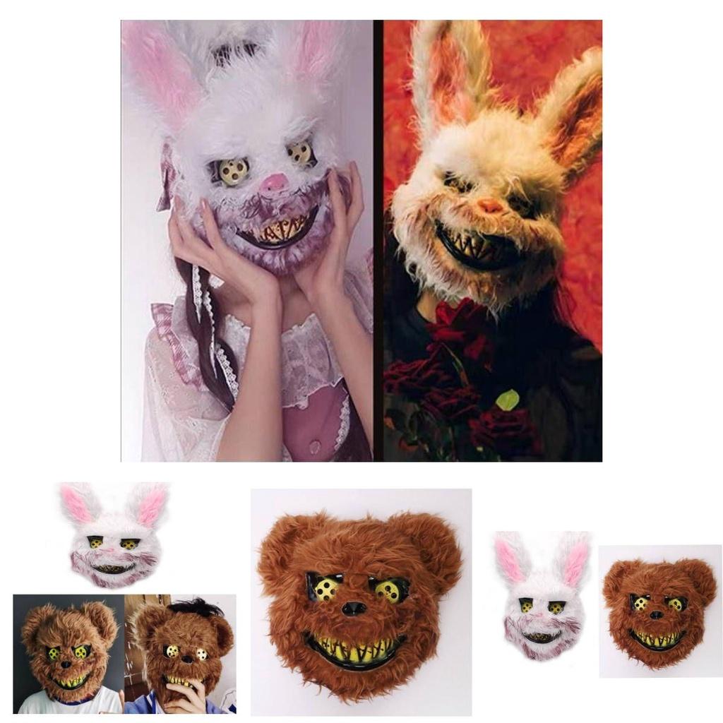 Halloween Creepy Bloody Bear Rabbit Mask For Cosplay Party Performance