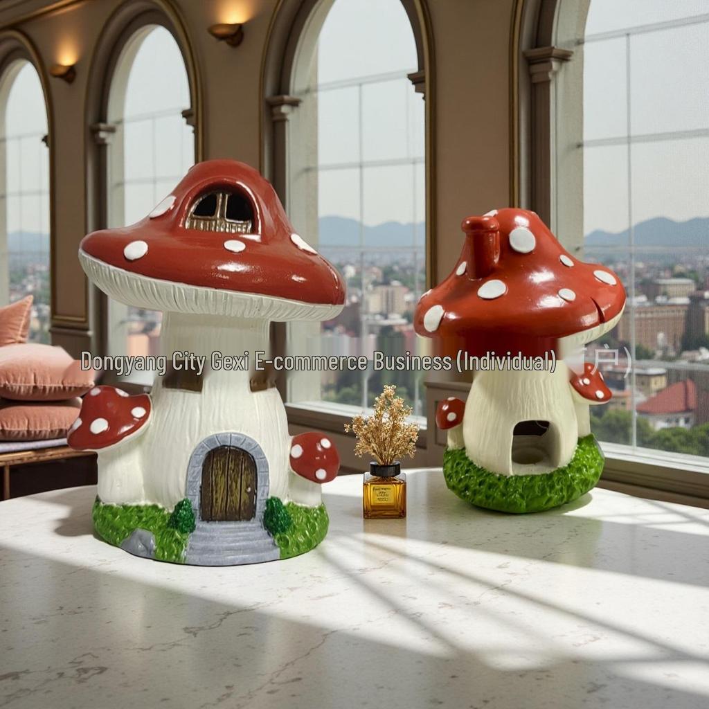 Mushroom House Incense Burner: Fairy Tale Resin Ornament