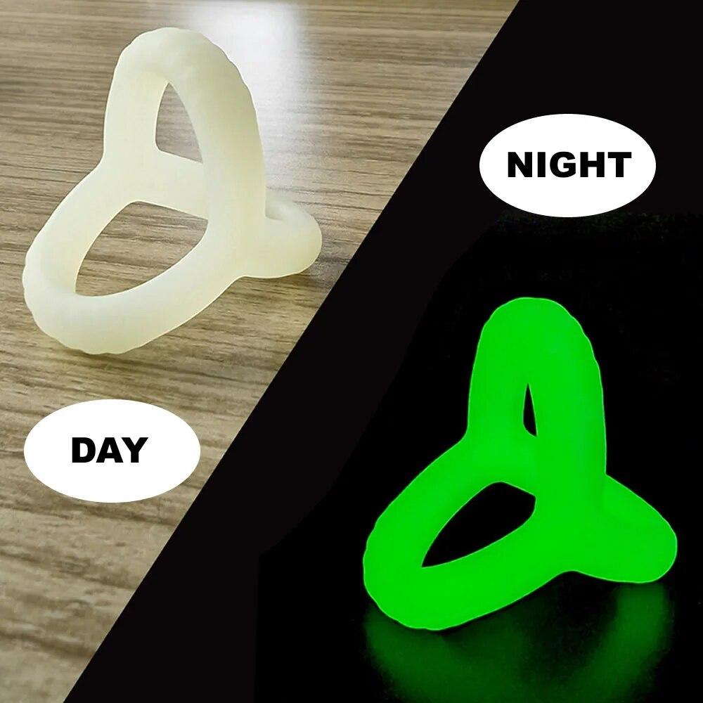 Luminous Cock Ring Silicone Durable Penis Ring Adult Men Ejaculation Delay Cock Rubber Ring Penis Enlargement Sex Toys for Male