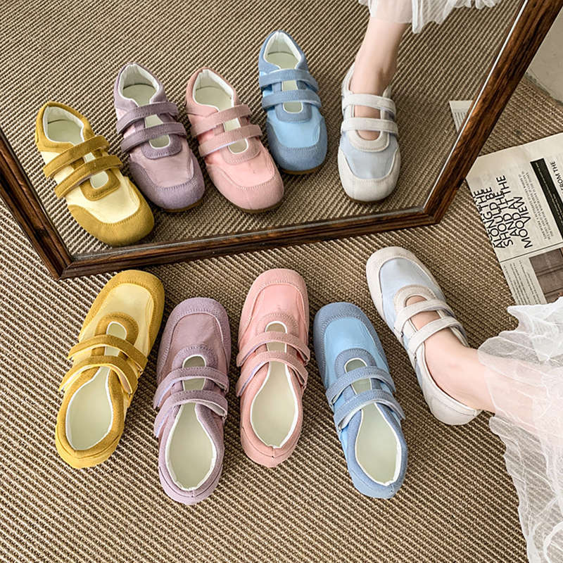 Retro word with moral training shoes women's spring and summer new niche design Velcro fashion versatile Mary Jane shoes
