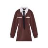 College C-position High Waist Lapel Fake Two-piece Shirt Hip-wrapped Short Skirt Set Early Autumn Long-sleeved Splicing Dress