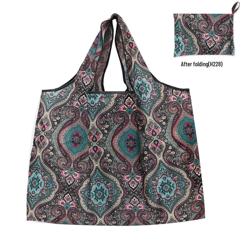 Foldable Tote Bag for Groceries - Large Capacity, Southeast Asian Print