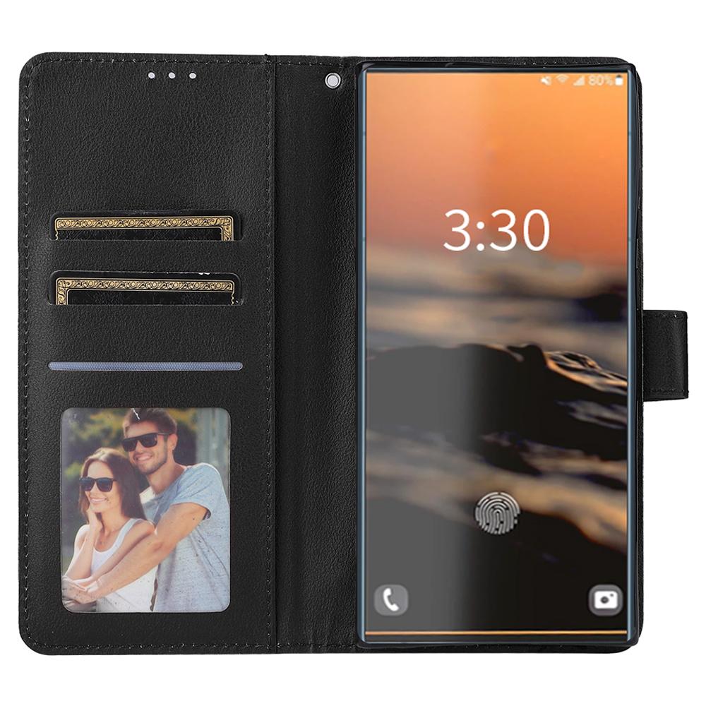 

For Samsung Galaxy S23 Ultra Case Drop-Proof Leather Wallet Phone Cover Black
