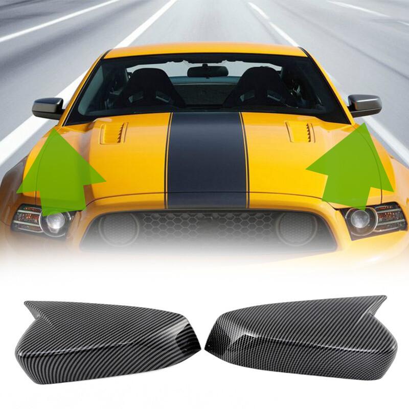 Carbon Style Side View Mirror Cover Caps For Ford Mustang 2010 2011 2012 2014