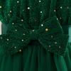 Flower Girl Princess Dress For Weddings Kid Formal Bow Long Gown For School Evening Party Children New Year Cloth