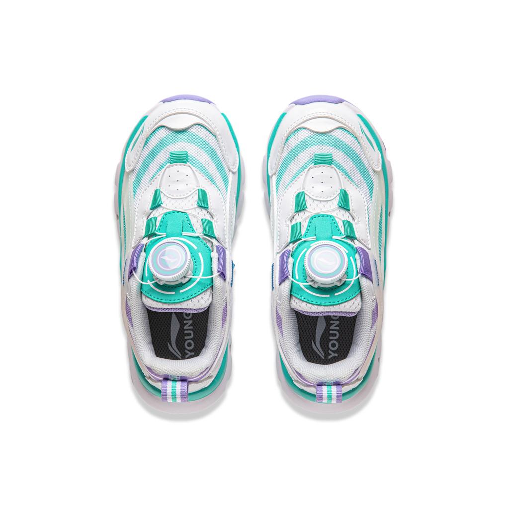 Li Ning Kids Sports Lifestyle Soft Comfortable Casual Shoes Kids Casual Shoes Standard-White Fluorescent-Jade-Green Light-Purple YKNU090-18
